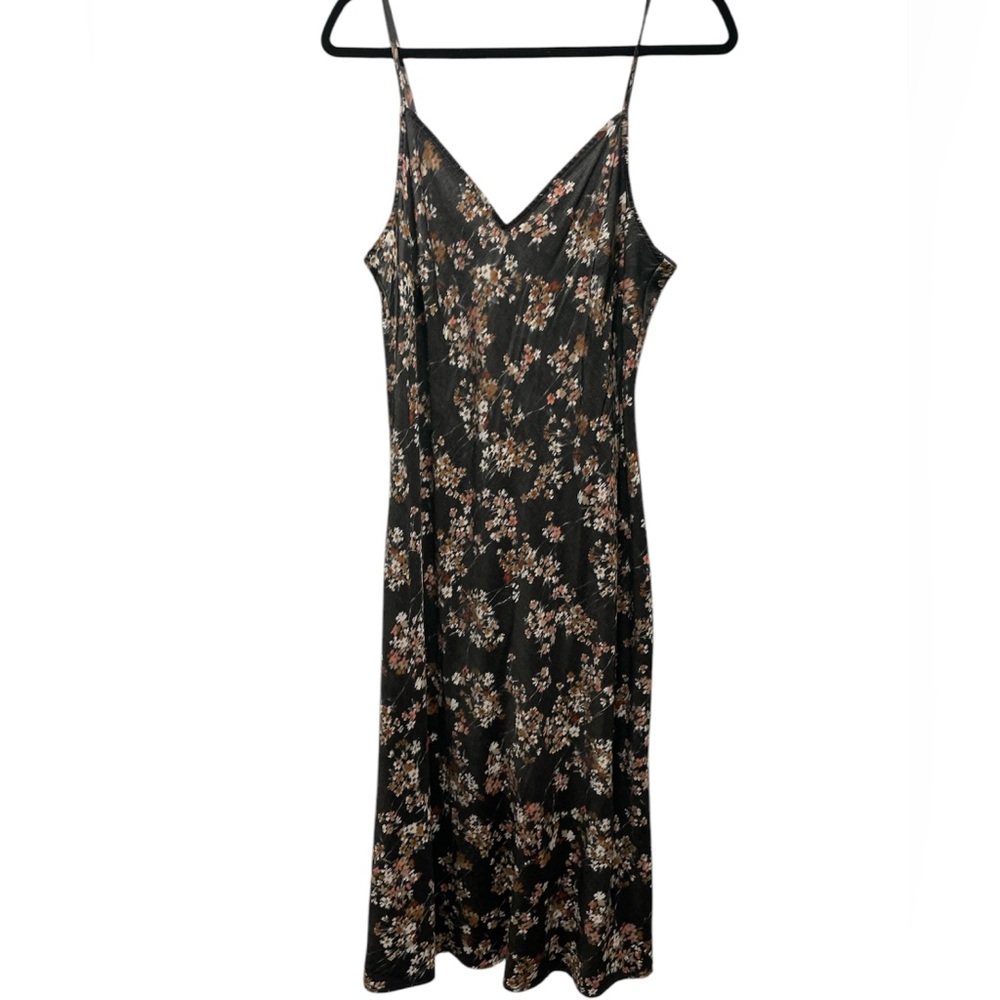Time and Tru Gray Floral Spaghetti Strap Maxi Dress